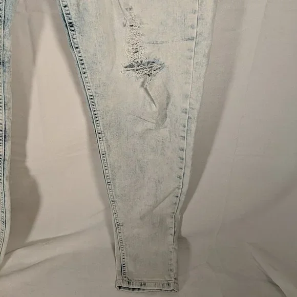 Jeaniologie Acid Wash Blue Denim High Rise Skinny Jeans Distressed Women's 14 - Picture 5 of 16